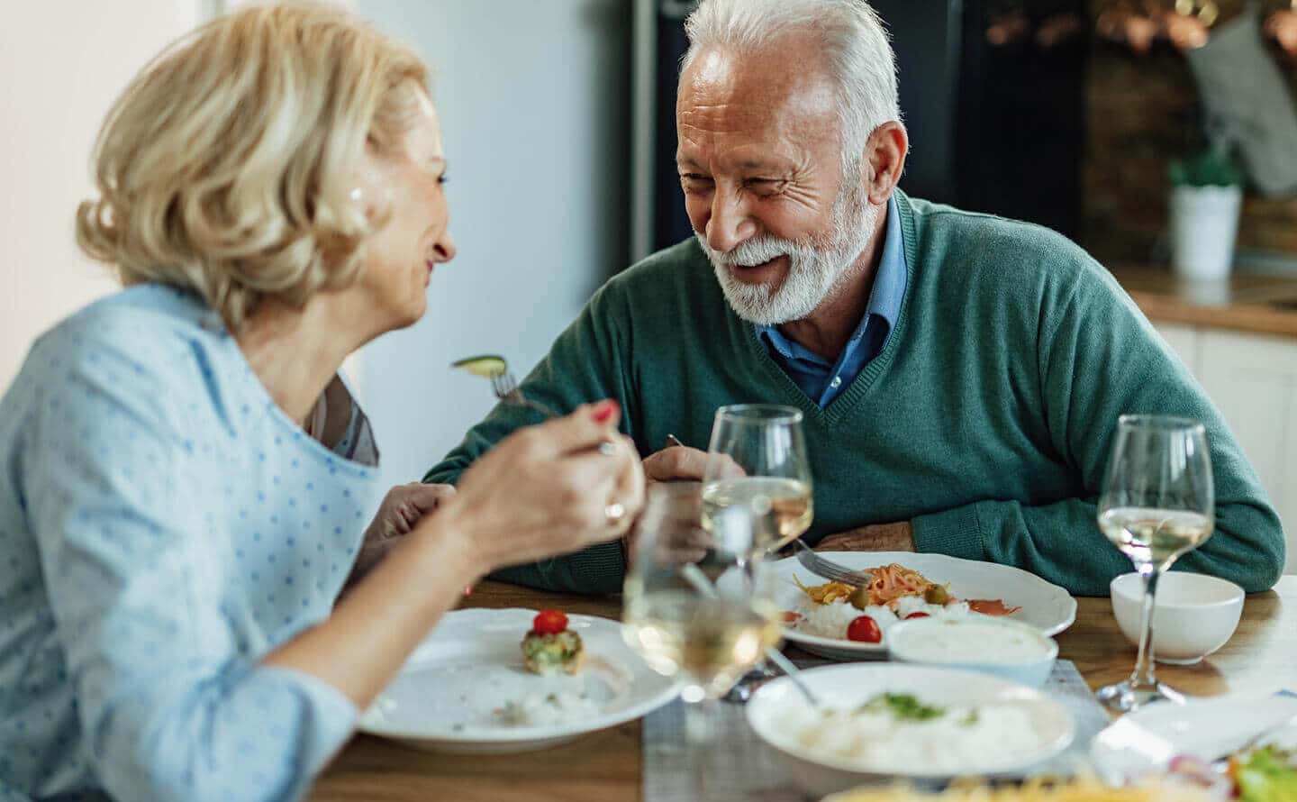 Senior Living Couple Enjoying Dinner